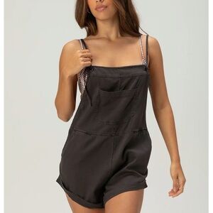 Billabong Charcoal Gray Elastic Waist Romper